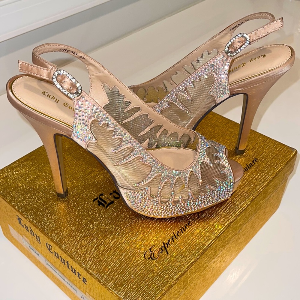 Lady couture crystal peep toe platform